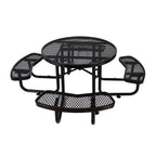 Large 46-Inch Heavy-Duty Round Outdoor Steel Picnic Table With Umbrella Hole