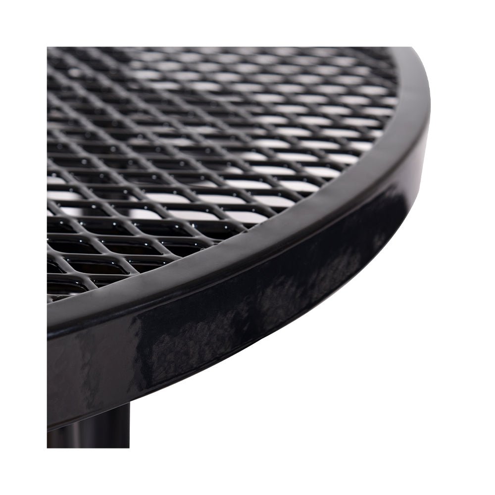 Large 46-Inch Heavy-Duty Round Outdoor Steel Picnic Table With Umbrella Hole