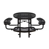 Large 46-Inch Heavy-Duty Round Outdoor Steel Picnic Table With Umbrella Hole