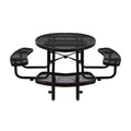 Large 46-Inch Heavy-Duty Round Outdoor Steel Picnic Table With Umbrella Hole