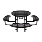 Large 46-Inch Heavy-Duty Round Outdoor Steel Picnic Table With Umbrella Hole