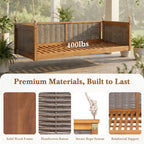 Outdoor Classic Solid Wood Twin Size Swing Bed