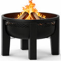 Fire Chief Wood Burning Fire Pit with Tabletop Lid â€“ Modern Outdoor Metal Fire Pit for Patio & Backyard â€“ Premium Heavy Duty Fire Pit Bowl with Multi-Use Side Table (Decorative Bowl)