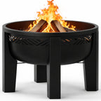 Fire Chief Wood Burning Fire Pit with Tabletop Lid â€“ Modern Outdoor Metal Fire Pit for Patio & Backyard â€“ Premium Heavy Duty Fire Pit Bowl with Multi-Use Side Table (Decorative Bowl)