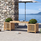 Patio Wooden Bench with Planter 2 Person Patio Bench-Natural