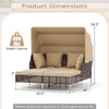 Outdoor Daybed with Retractable Canopy - Wicker Rattan Patio Lounger