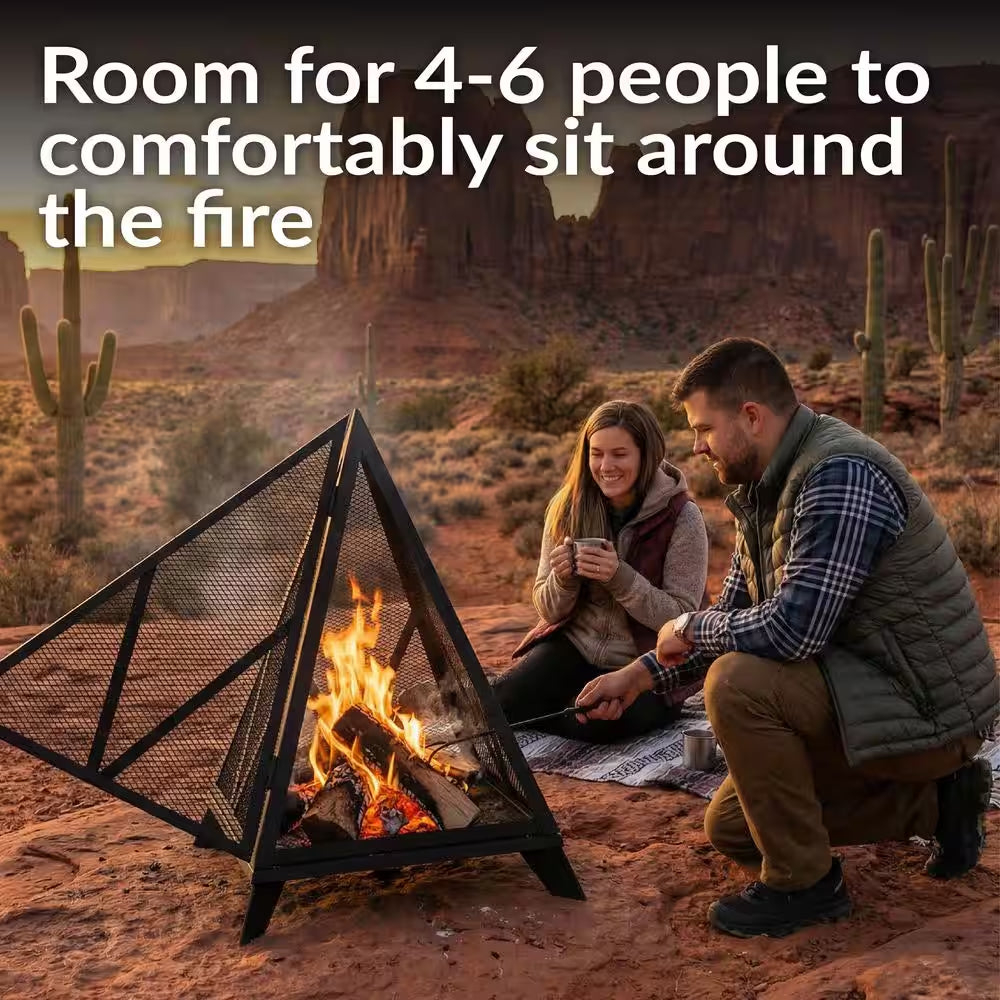 Sunnydaze Majestic Pyramid Steel Mesh Wood Burning Fire Bowl Pit