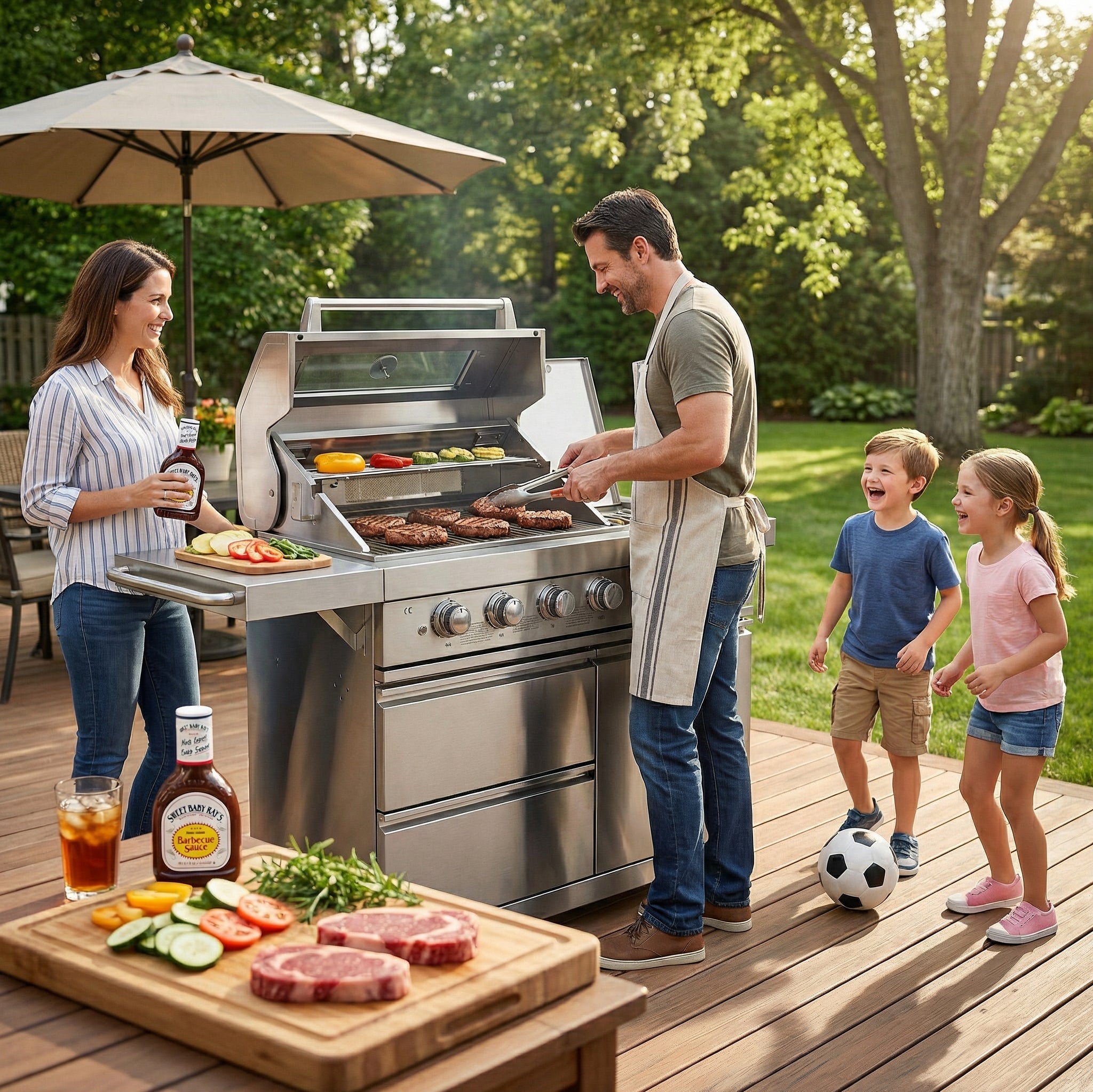 75300 BTU 6 Burners Deluxe Stainless Steel Gas Outdoor Kitchen Barbecue Island Grill