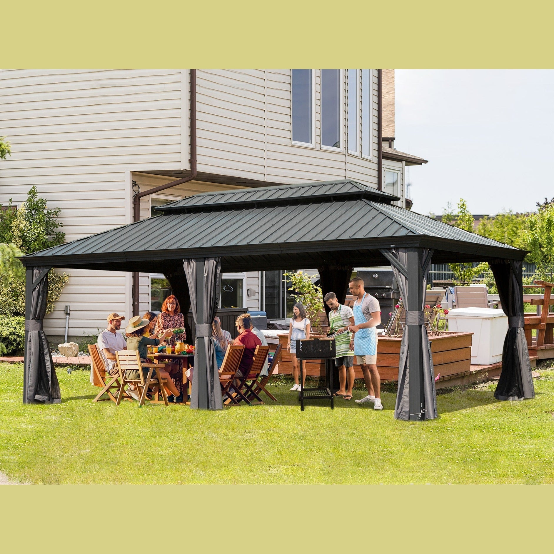 14' x 20' Hardtop Gazebo Outdoor Metal Gazebo Canopy