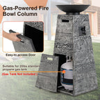 48-Inch Large Outdoor Propane Fire Bowl Column With Cover & Lava Rocks