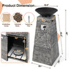 48-Inch Large Outdoor Propane Fire Bowl Column With Cover & Lava Rocks