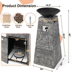 48-Inch Large Outdoor Propane Fire Bowl Column With Cover & Lava Rocks