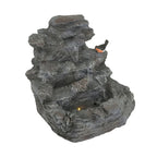 4-Tier Concrete Rock Waterfall Fountain with LED Lights