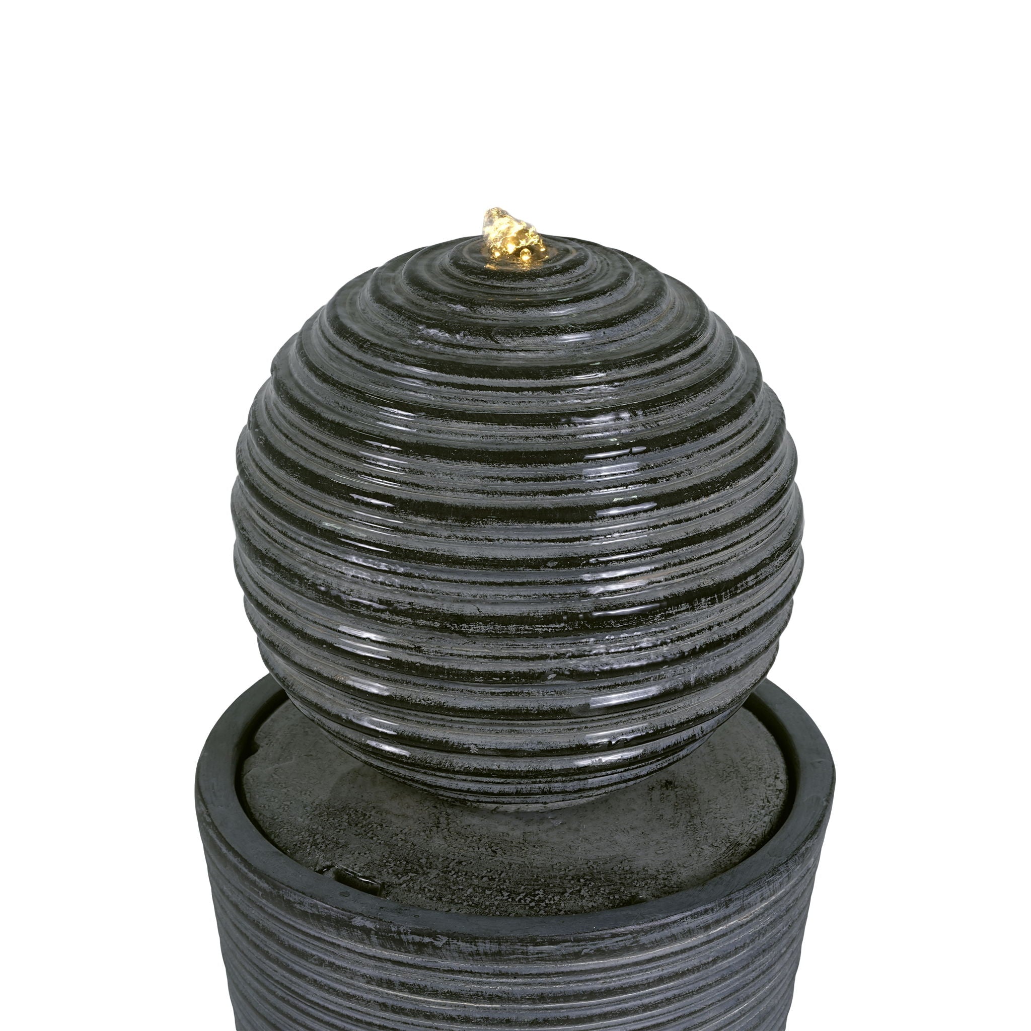 31.5" Tall Striped Column Fountain With LED Light - Designed For Outdoor Spaces - Gray