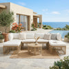 7 Pieces Outdoor Patio Furniture, All-Weather Rattan Sectional Sofa Set with table