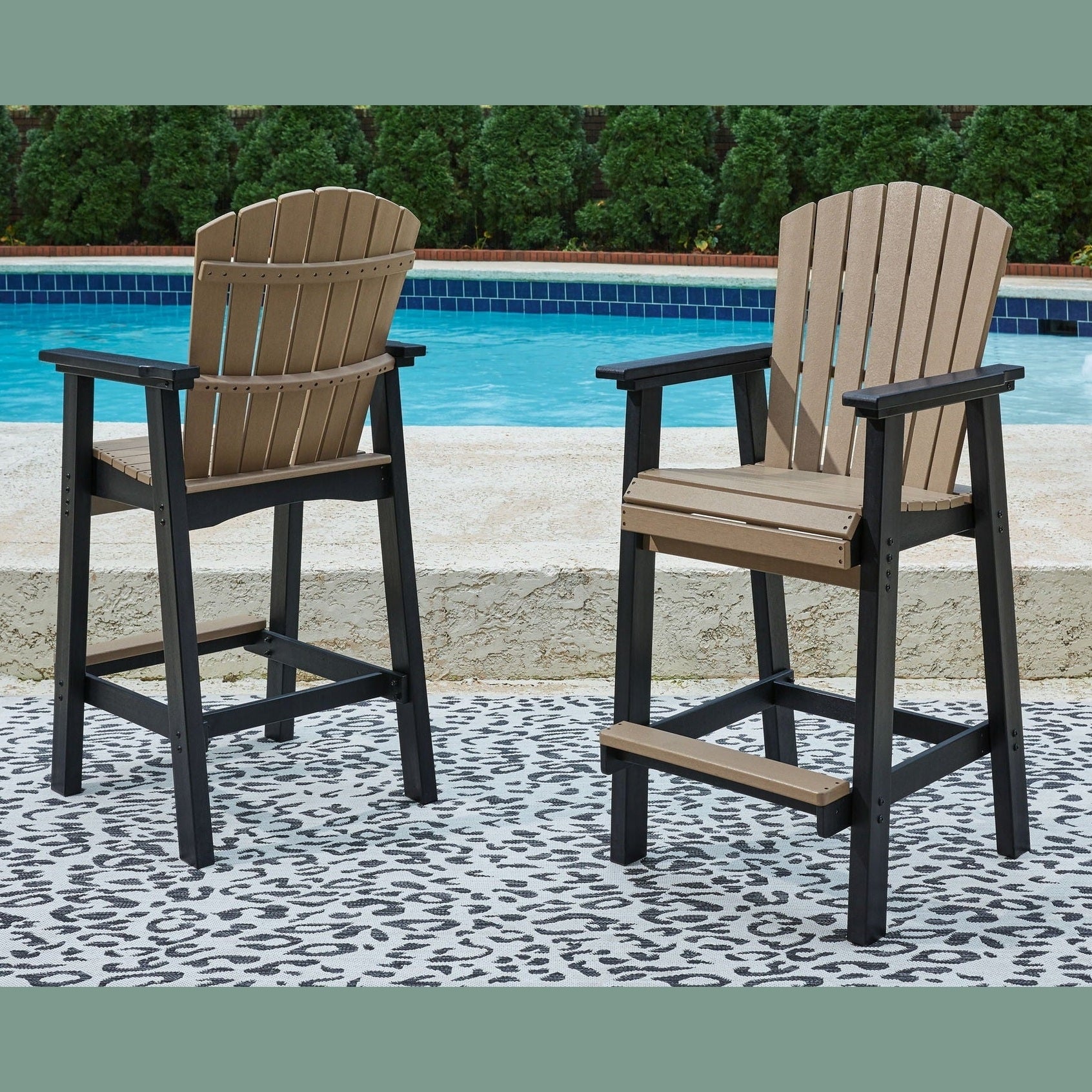 Fairen Trail - Tall Barstool (Set of 2) - Black / Driftwood