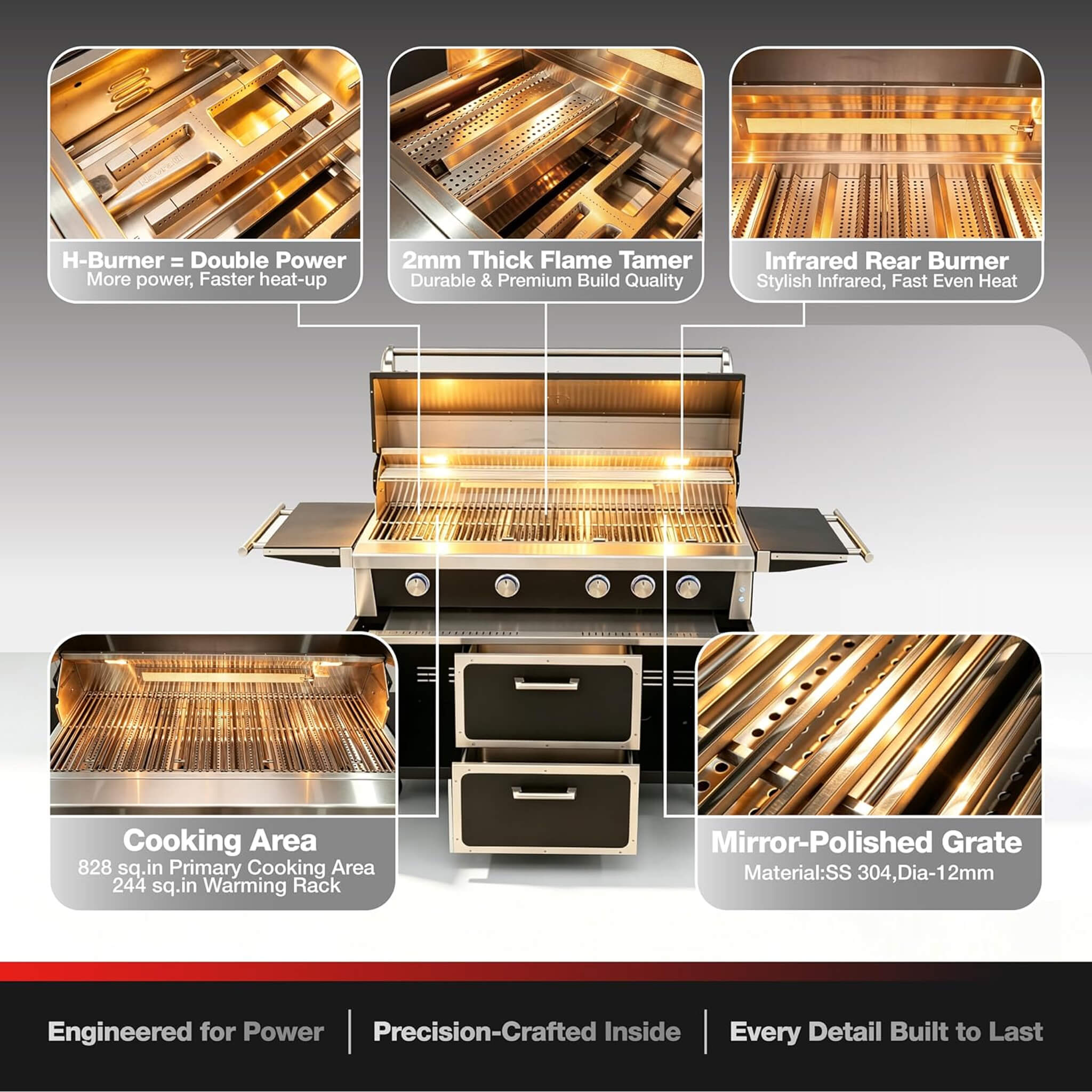 49-Inch Professional 99K BTU Outdoor Stainless Steel BBQ Grill
