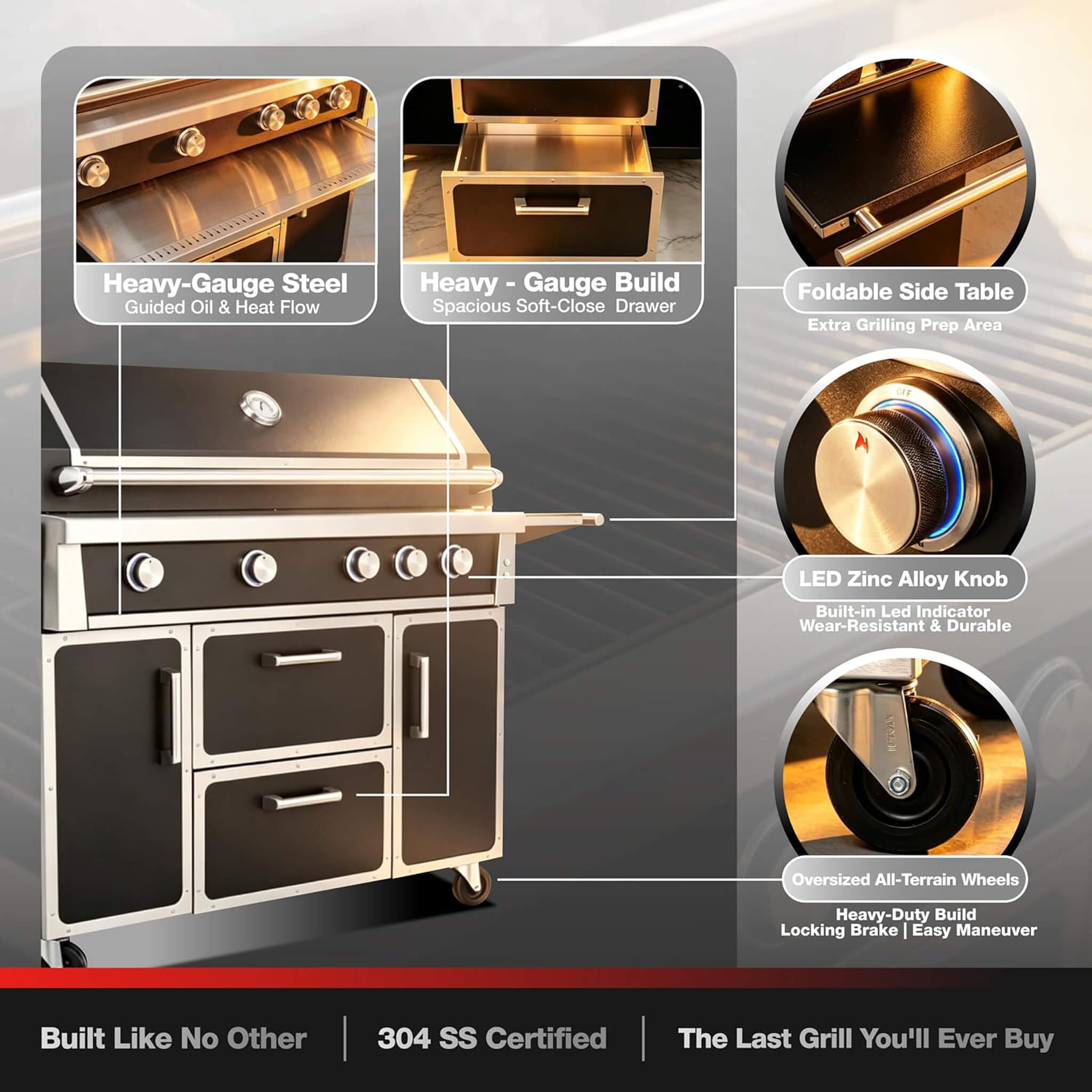 49-Inch Professional 99K BTU Outdoor Stainless Steel BBQ Grill