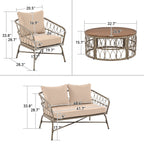 Bohemia-Inspired 4-Person Outdoor Seating Group With Removable Cushions