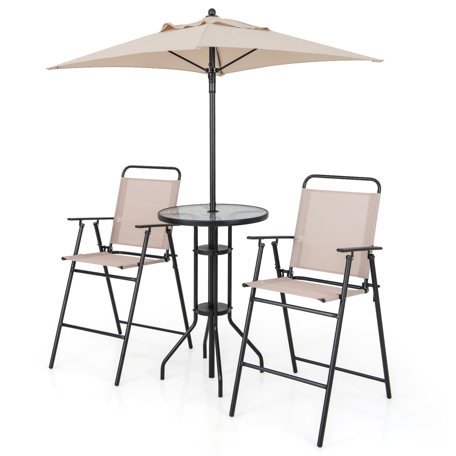 4 Pieces Outdoor Bistro Set with Umbrella