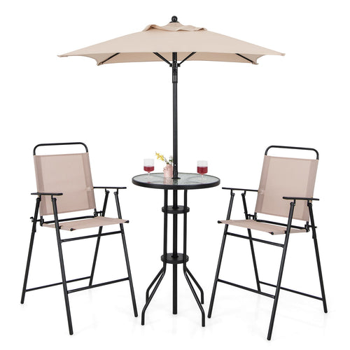4 Pieces Outdoor Bistro Set with Umbrella