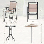 4 Pieces Outdoor Bistro Set with Umbrella