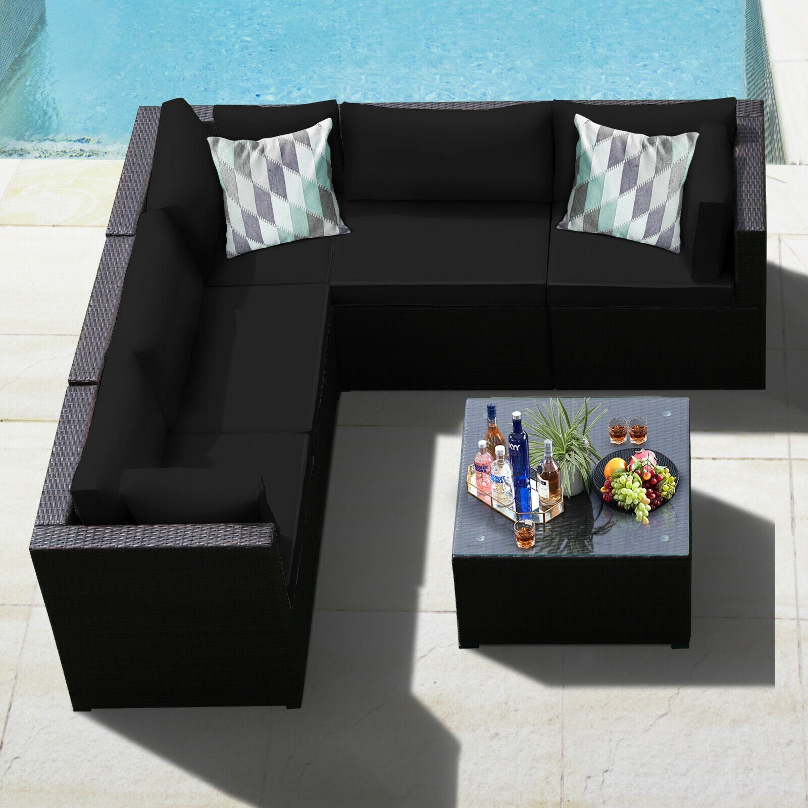 6 Piece Patio Furniture Sofa Set with Cushions