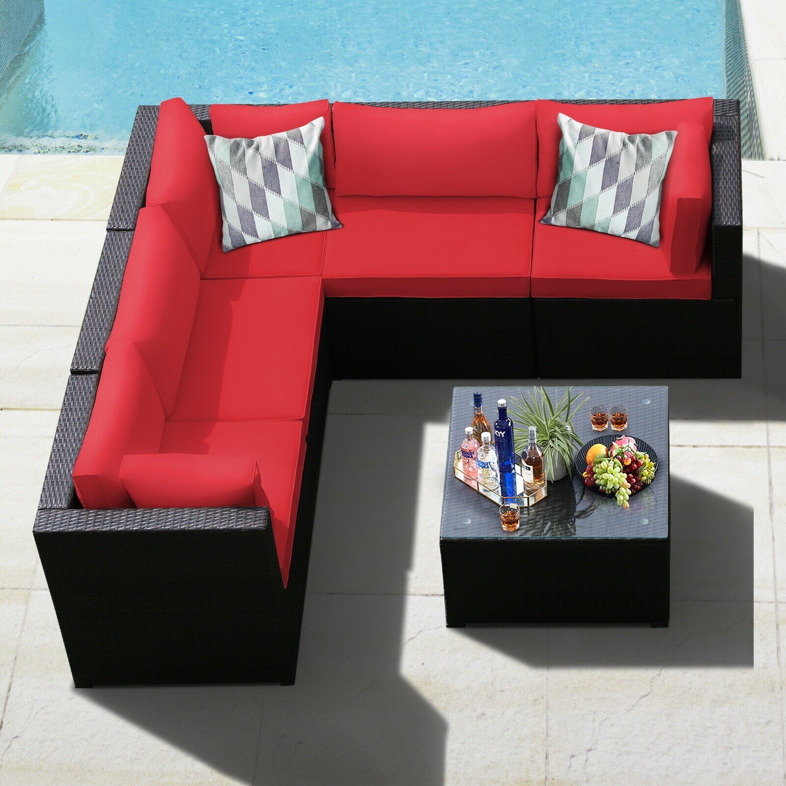 6 Piece Patio Furniture Sofa Set with Cushions