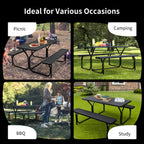 HDPE Outdoor Picnic Table Bench Set with Metal Base - available in 5 colors