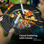Outdoor Fire Pit with BBQ Grill and High-temp Resistance Finish