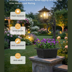 Solar Lamp Post with Flower Pot - Outdoor Garden & Patio Light