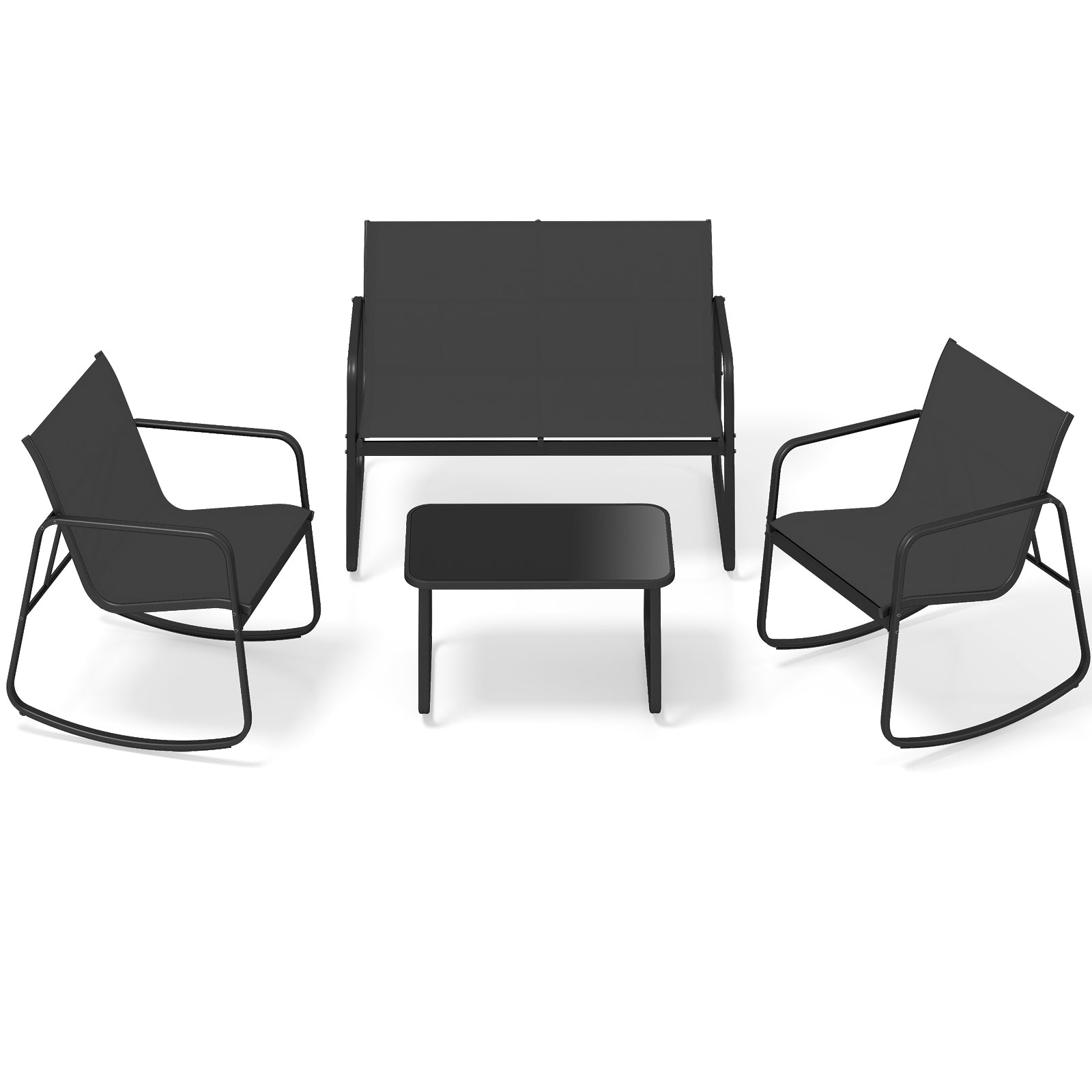 4 PCS Patio Furniture Set - Outdoor Rocker Chairs