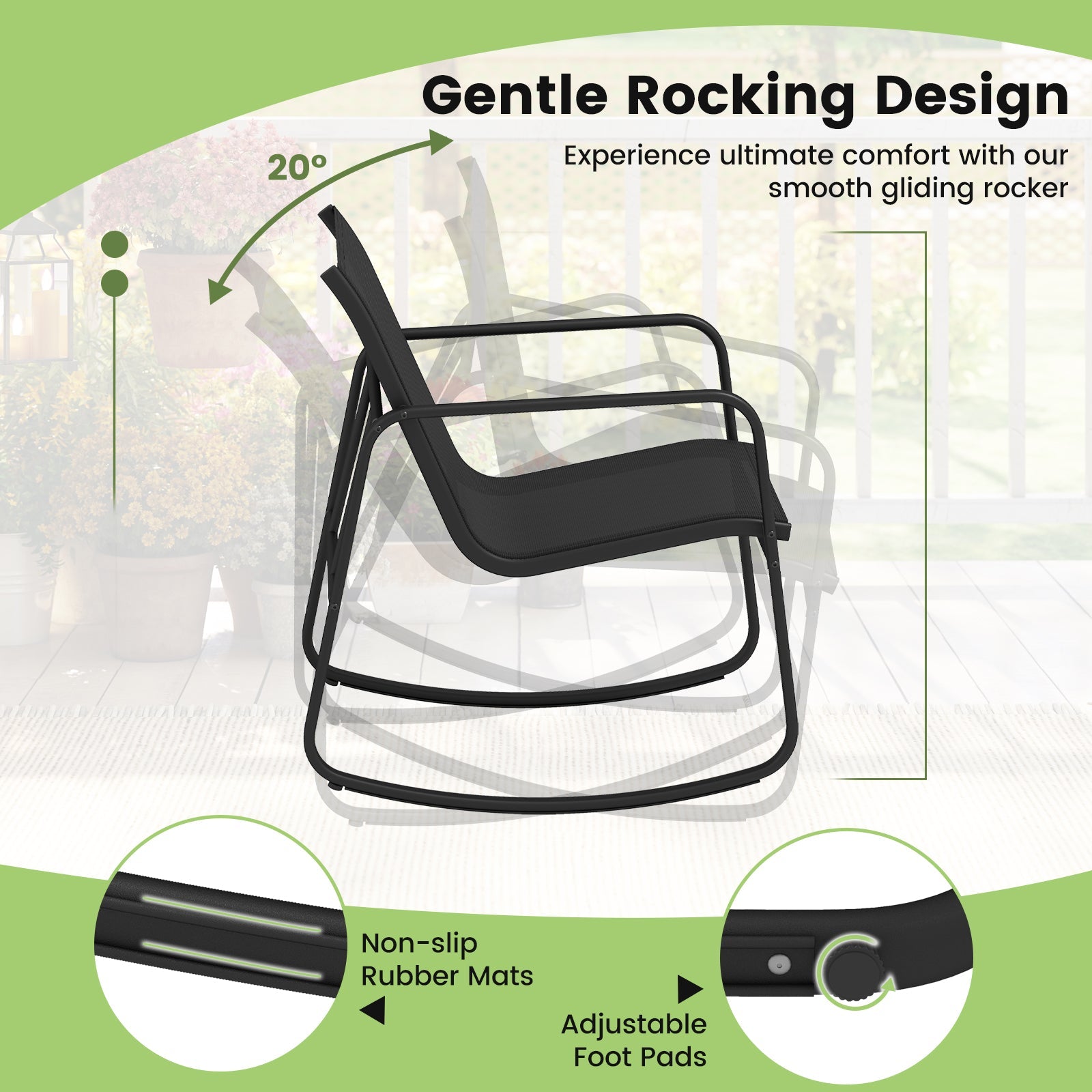 4 PCS Patio Furniture Set - Outdoor Rocker Chairs