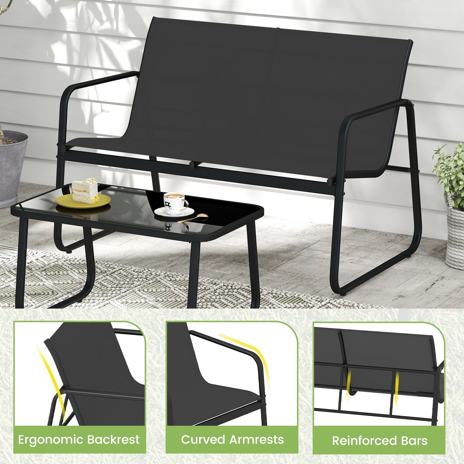 4 PCS Patio Furniture Set - Outdoor Rocker Chairs