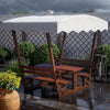 Outdoor Waterproof Solid Wood Picnic Table and Bench Set with Removable Canopy
