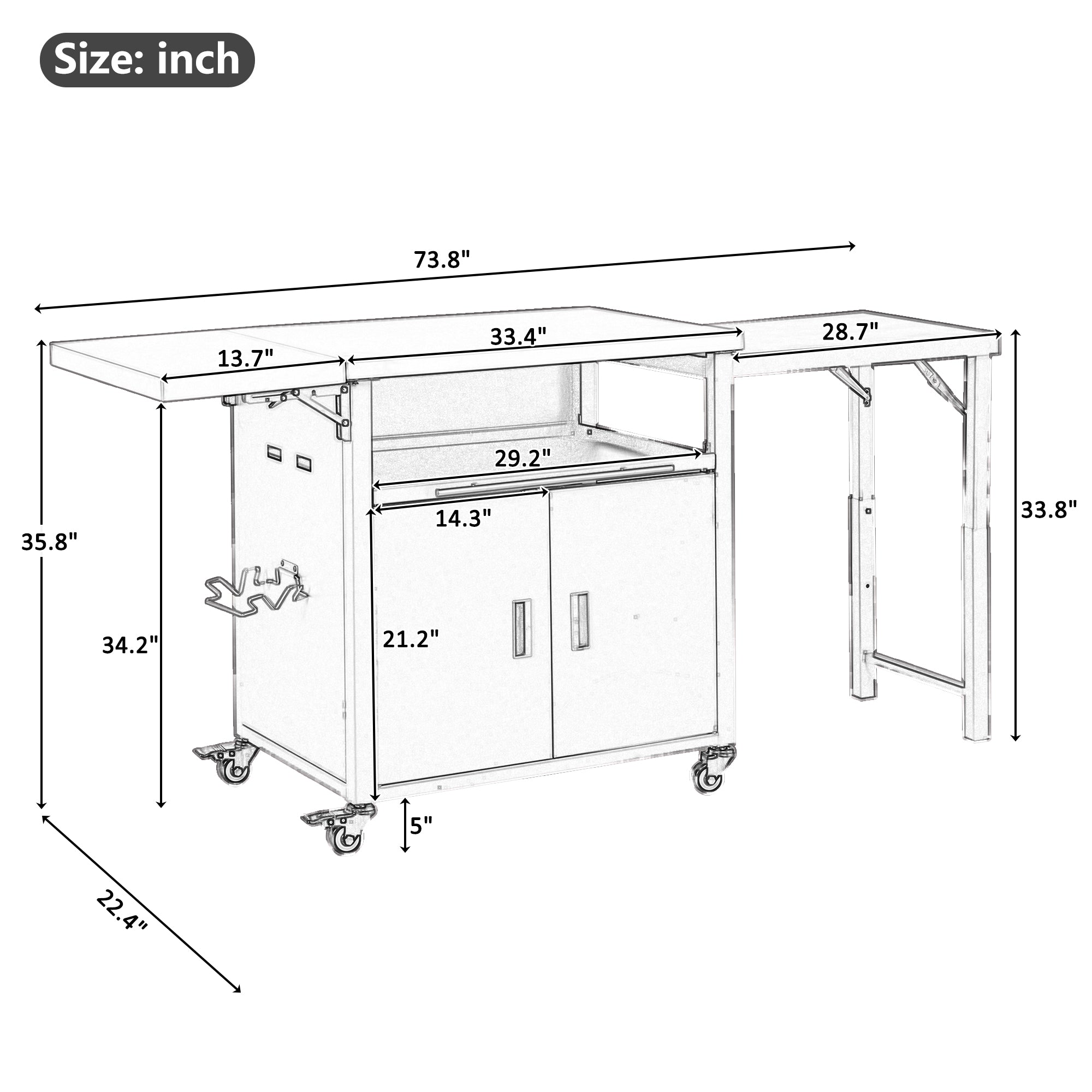 Foldable Outdoor Prep Station BBQ Cart Patio Dining Cart