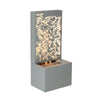 30.71' Light Gray Metal Leaf Cutout Outdoor Water Wall Fountain with LED Lights