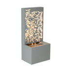 30.71' Light Gray Metal Leaf Cutout Outdoor Water Wall Fountain with LED Lights
