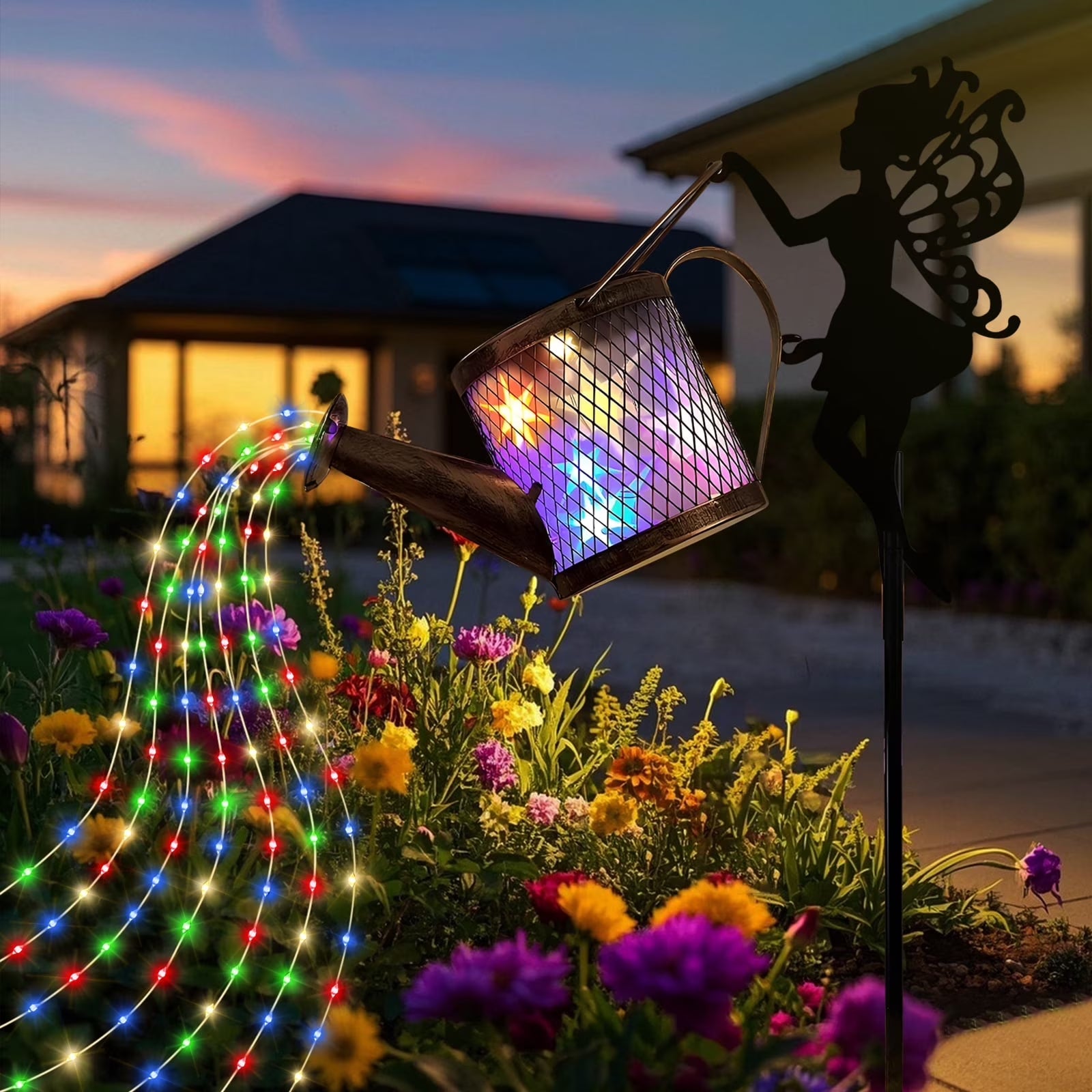 Rirool Solar Watering Can Light, Outdoor Waterproof 3D Starry Sky Lantern with Fairy LED Lights, Solar Powered Garden, Patio, Porch, Lawn Decor, Auto On/Off (Multicolor)