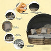 Outdoor Round Daybed Set PE Rattan Dark Gray 4 Piece Canopy