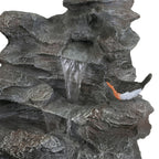 4-Tier Concrete Rock Waterfall Fountain with LED Lights