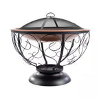 29 In. round Steel Wood Fire Pit with Porcelain Bowl