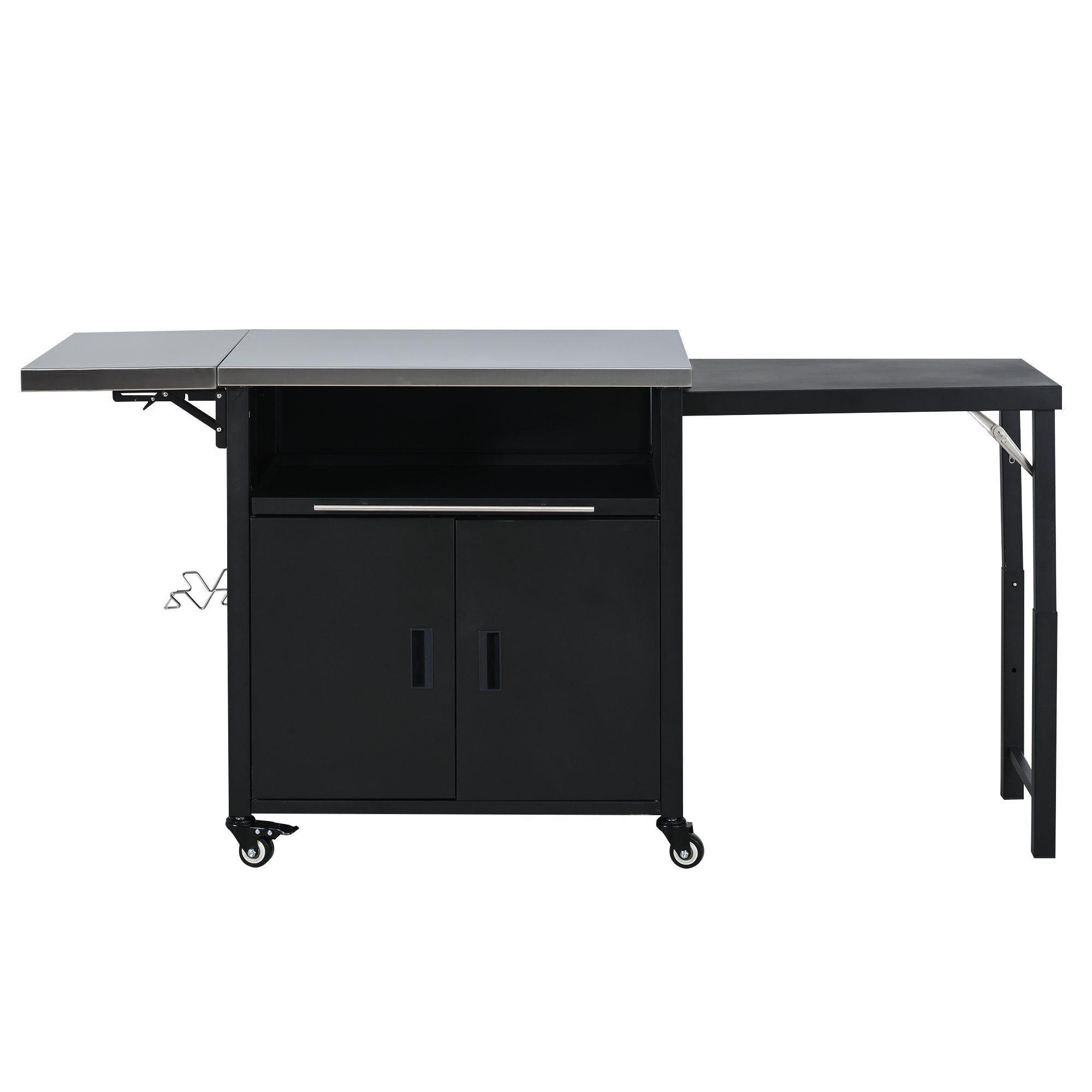 Foldable Outdoor Prep Station BBQ Cart Patio Dining Cart