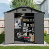 8x14 FT Plastic Outdoor Storage Shed - Lockable Resin Tool Shed with 2 Window & 3 Air vents