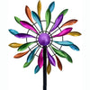 Wind Spinners Outdoor Metal, 360Â° Kinetic Wind Spinner with Stake, Metal Garden Yard Patio Lawn Windmill Decor (12.6" Dia, 56.7" H, Rainbow Petal)