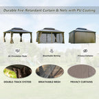 12' x 16' Hardtop Gazebo Outdoor Aluminum Gazebo with Double Canopy
