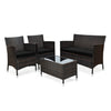 4-Piece Outdoor Rattan Patio Furniture Set With Cushions & Coffee Table