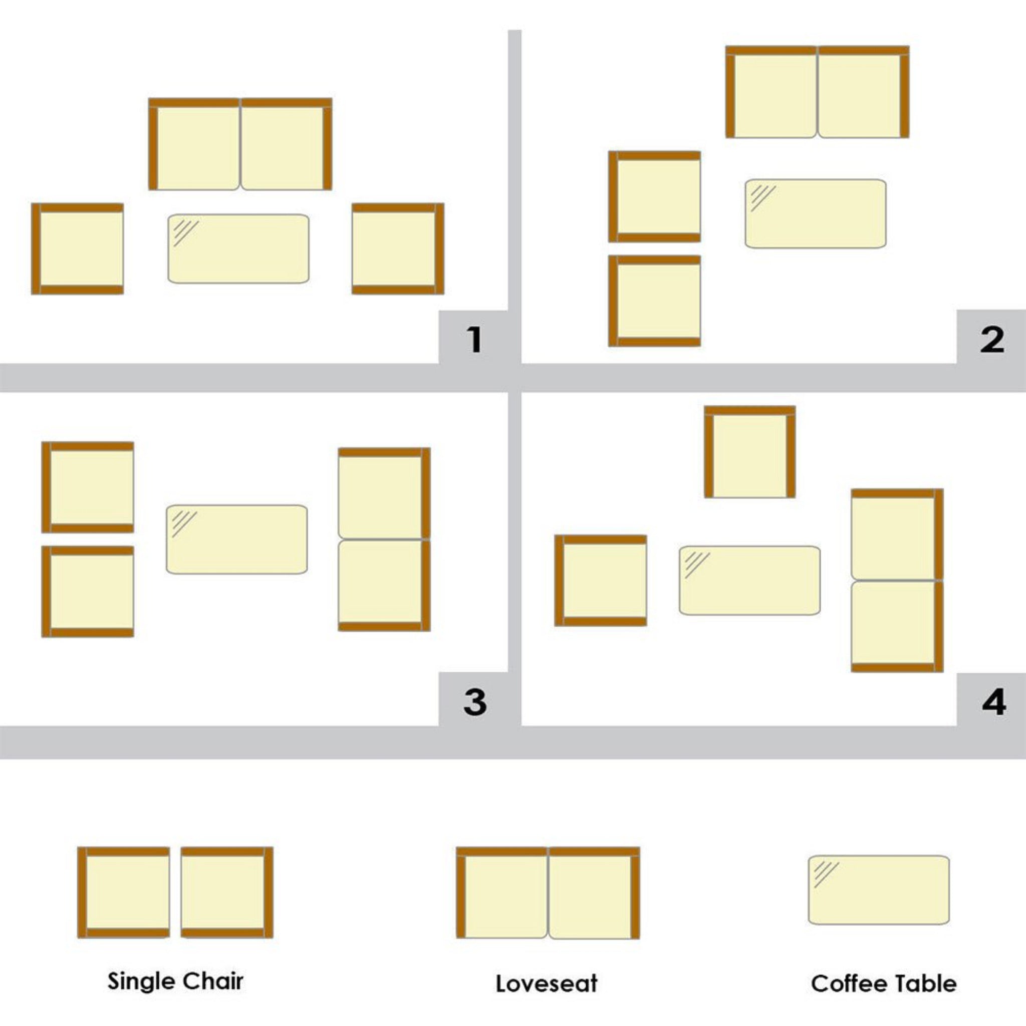 4-Piece Outdoor Rattan Patio Furniture Set With Cushions & Coffee Table