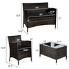 4-Piece Outdoor Rattan Patio Furniture Set With Cushions & Coffee Table