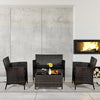 4-Piece Outdoor Rattan Patio Furniture Set With Cushions & Coffee Table